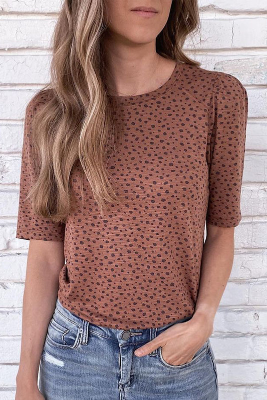 Leopard Spotted Short Raglan Sleeve T Shirt