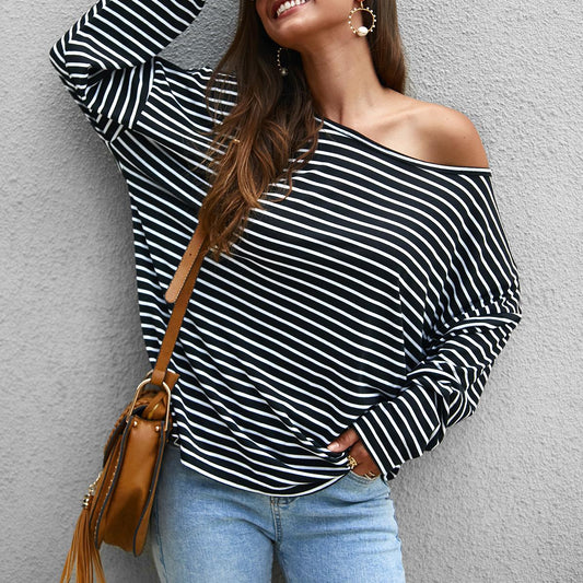 Long-sleeved striped jersey for women