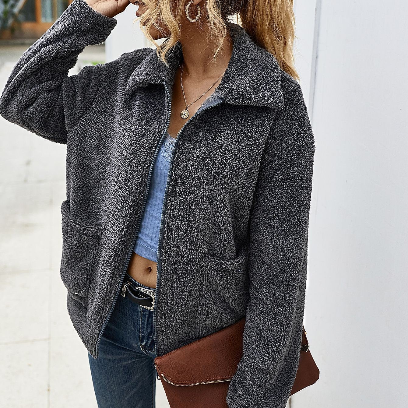 Winter thickening warm lapel jacket