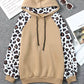 Leopard Bishop Sleeve Hooded Sweatshirt