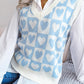 Checked Heart Pattern Sweater Vest