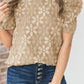 Floral Lace Ruched Bubble Sleeve Top