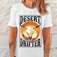 White DESERT DRIFTER Steer Skull Print Graphic T Shirt