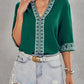 Chic Boho V Neckline Half Sleeve Blouse