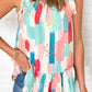 Pink Color Block Ruffled Mock Neck Ruffled Top