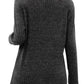 Button Split Knitted Round Neck Long Sleeve Top