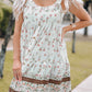 White Ruffled Neckline Floral Print Button Sundress