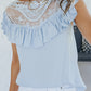 Lace Splicing Ruffled Short Sleeve T-shirt