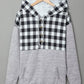 Plaid Splicing Pocketed Hoodie