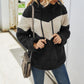Autumn and winter hooded thickening color blocking sweater