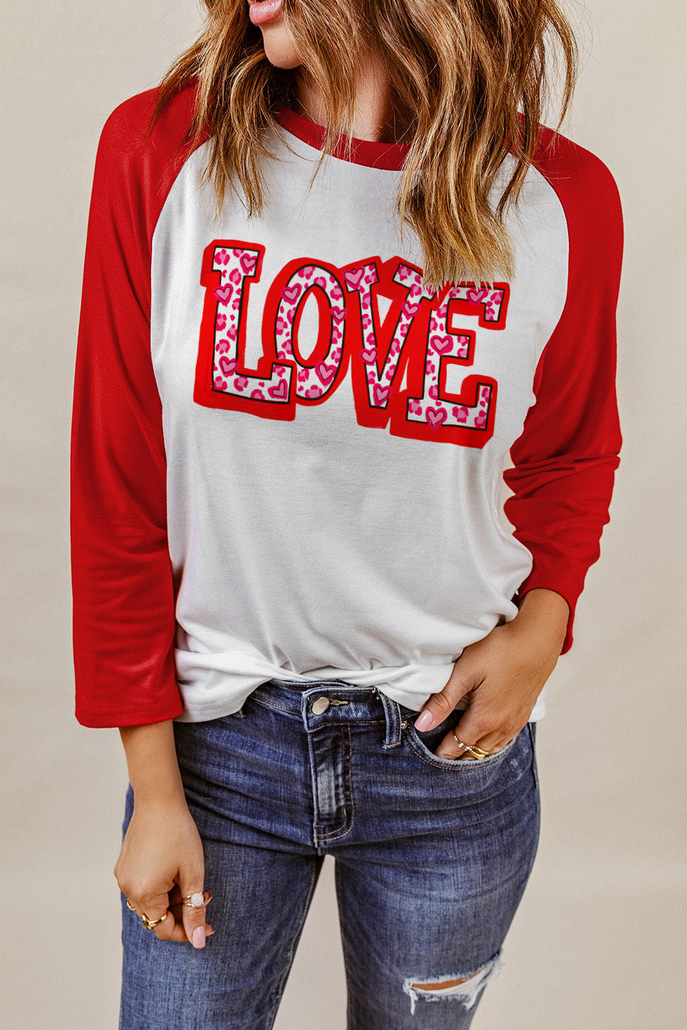 Red Sweet LOVE Heart Pattern Valentines Graphic Tee