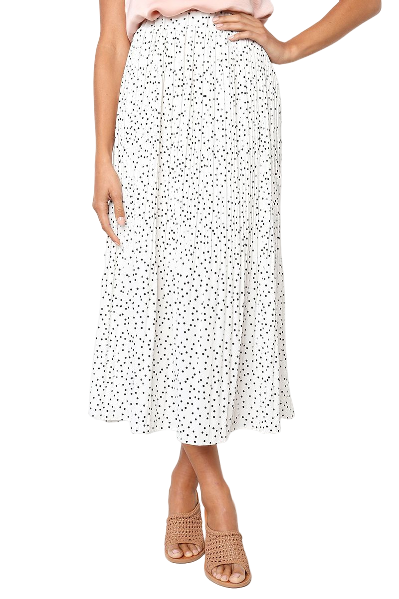 polka-dot pleated skirt