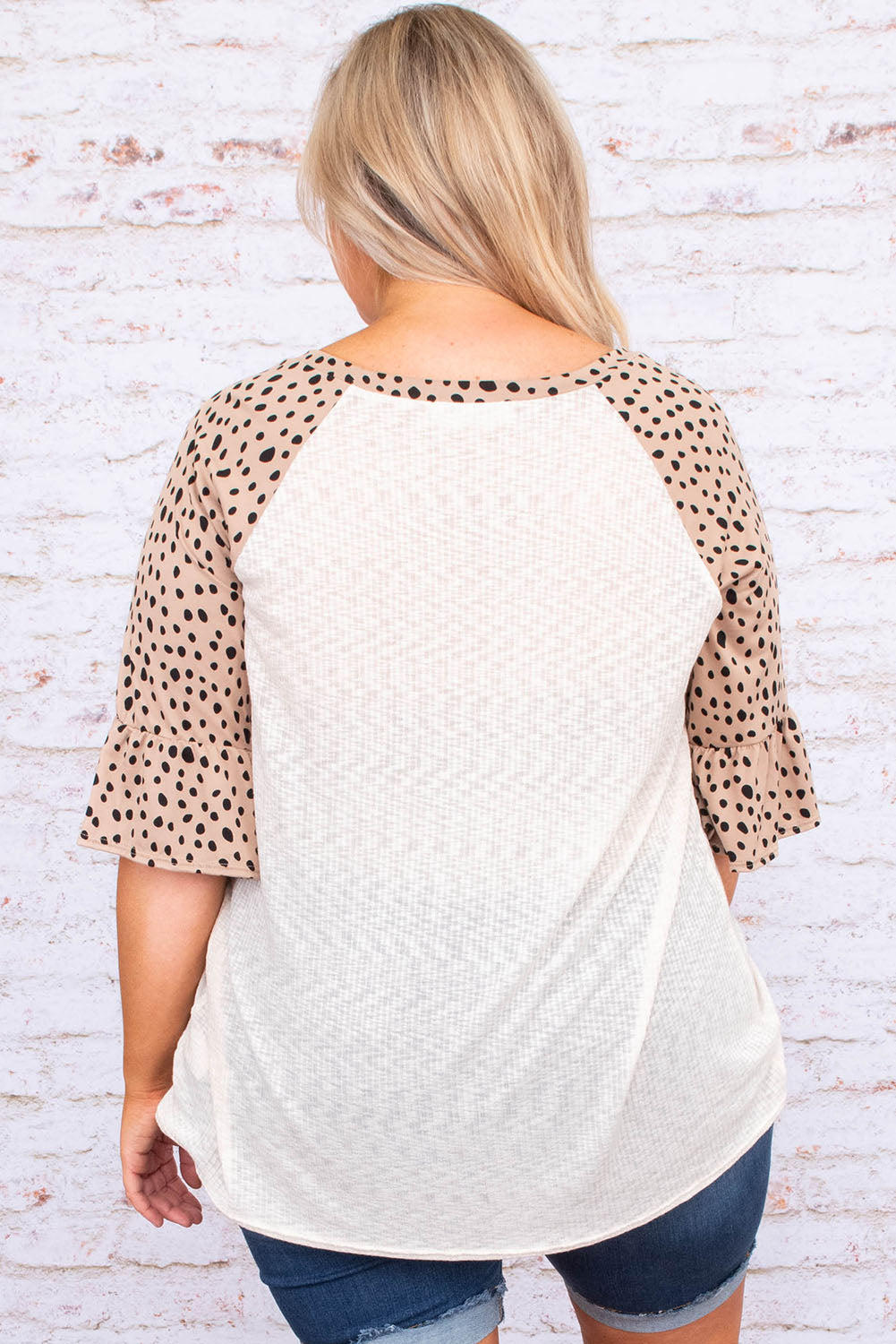 Leopard Splice Ruffle Half Sleeve Plus Size T Shirt