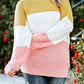 Colorblock Bubble Sleeve Plus Size Sweater