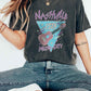 NASHVILLE MUSIC CITY Guitar Print Crew Neck T Shirt