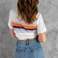White Striped Print T-shirt