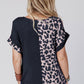 Half Leopard Patchwork Short Sleeves Top