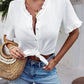 White Frill Trim Crinkle Button Up Shirt