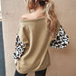 Autumn and winter fashion collision color stitching leopard sweater