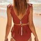 Open Back Top Shorts Tankini Set