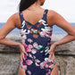 Print Criss Cross U-neck One-piece Swimsuit