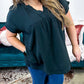 Plus Size Textured Short Sleeve Babydoll Blouse