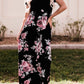Black Contrast Floral Empire Waist Maxi Dress