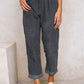 Gray Corduroy High Waist Straight Leg Pants