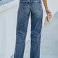 Sky Blue High Rise Ripped Straight Legs Loose Jeans