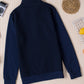 Stand Neck Waffle Zip up Sweatshirt