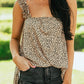 Cheetah Smocked Ruffle Strap Tank Top