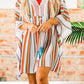 V Neck Wide Sleeves Cinched Swimsuit Cover up