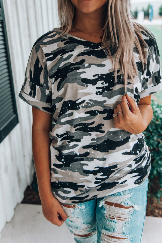 Green Bleach Splash Camo Short Sleeve T Shirt