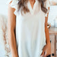 Ruffled Sleeveless V Neck Top