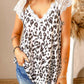 White Eyelash V Neck Leopard Tank
