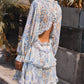 Ruffle Detailing Open Back Floral Dress