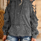 Cut Out Retro Kangaroo Pocketed Pullover Hoodie