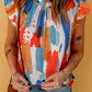 Multicolor Printed Ruffle Flutter Sleeve Tank Top