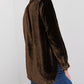 Frilled Neck Buttoned Front Velvet Top