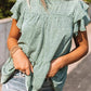 Green Cheetah Spotted Ruffle Top