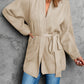 Robe Style Rib Knit Pocketed Cardigan with Belt