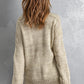 Khaki V neck Drop Shoulder Knitted Sweater