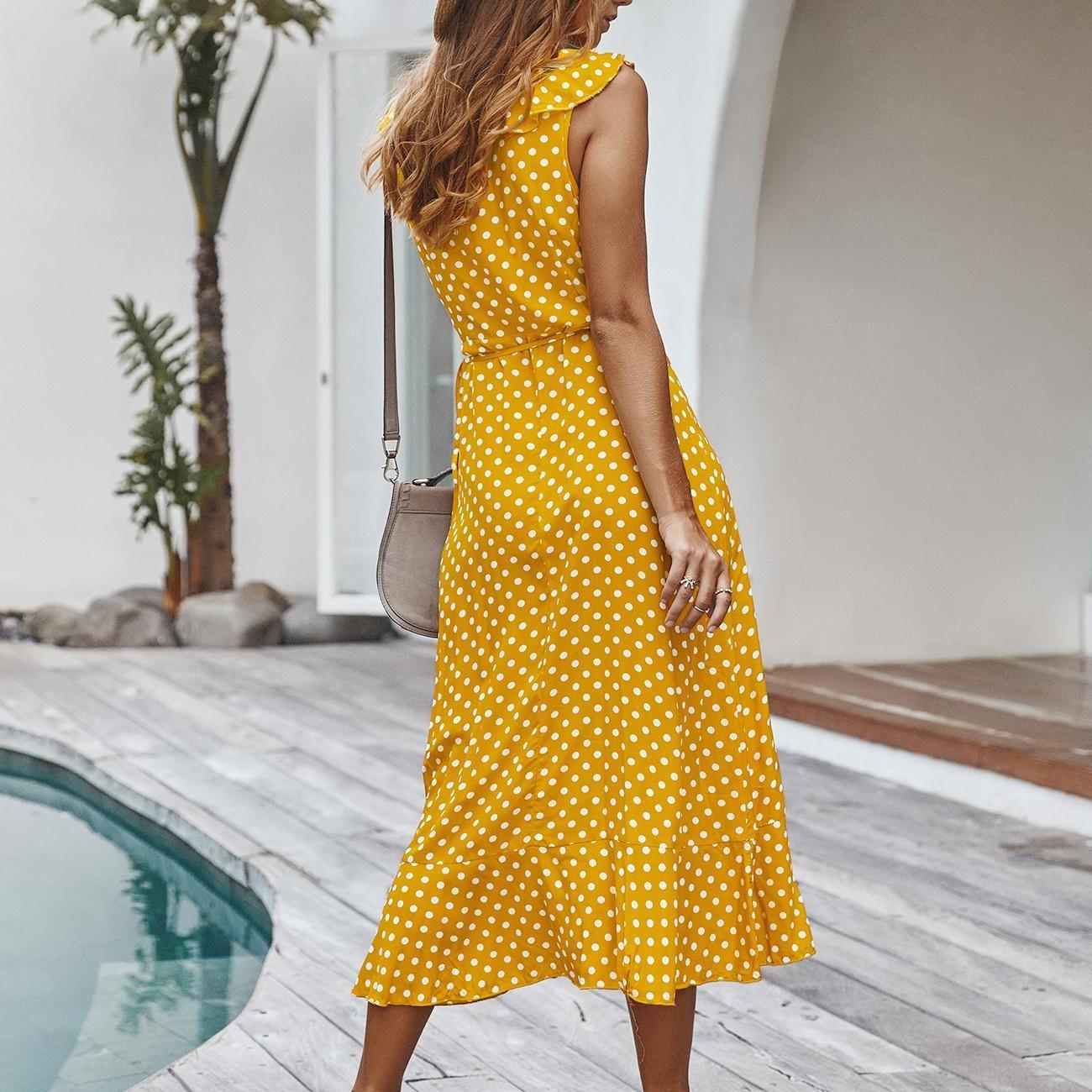 Summer V-neck ruffle dress