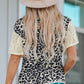 Leopard Lace Split Joint O Neck T-Shirt