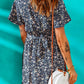 Floral Print Tie Knot Ruffled Short Sleeve Mini Dress