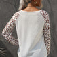 Leopard Raglan Sleeve Knitted V Neck Blouse