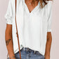 Split Frill Neck Puff Sleeve Blouse