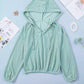 Loose Fit Ribbed V Neck Hoodie