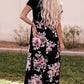 Black Contrast Floral Empire Waist Maxi Dress