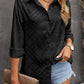 Black Shiny Satin Buttons Shirt